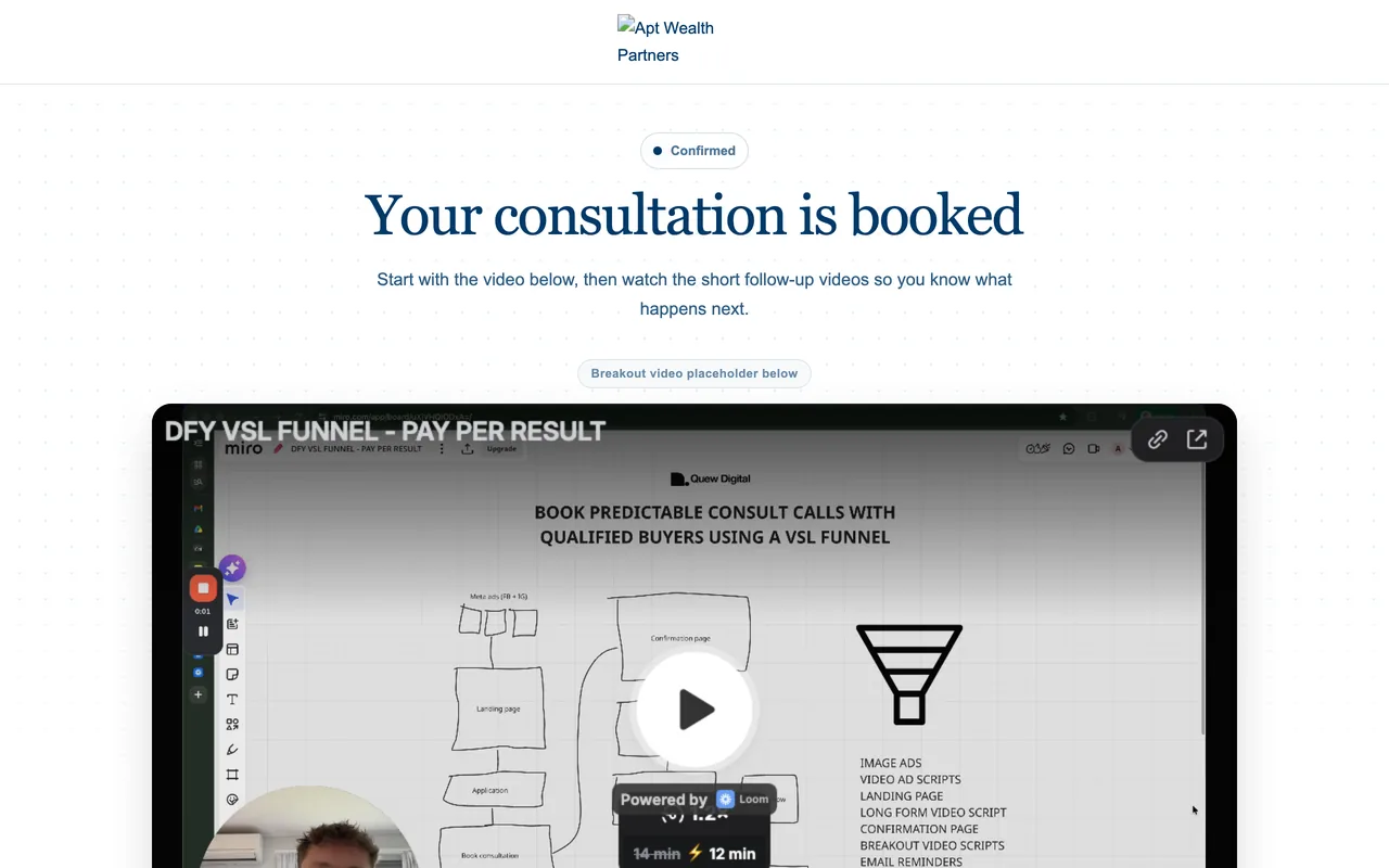 Confirmation page preview